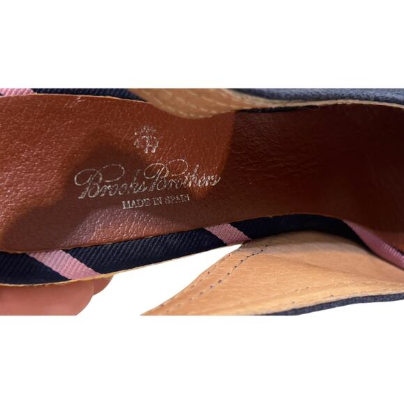 Brooks Brothers Navy & Pink Stripe Espadrille Wedge Heels SIZE 6.5 Made in Spain - Picture 5 of 11